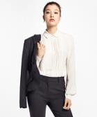 Brooks Brothers Silk Crepe Tuxedo Blouse