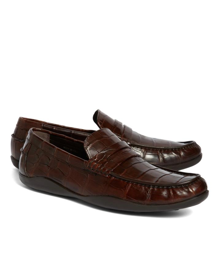 Brooks Brothers Men's Harrys Of London Basel Alligator Penny Loafers