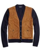 Brooks Brothers Men's Suede And Lambswool Cardigan