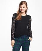 Brooks Brothers Women's Merino Wool Mixed-media Crewneck Sweater