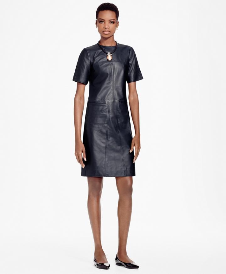 Brooks Brothers Women's Leather Shift Dress