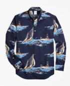 Brooks Brothers Men's Regent Fit Sailboat Print Popover Sport Shirt