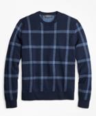 Brooks Brothers Merino Wool Windowpane Crewneck Sweater