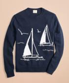 Brooks Brothers Cotton Sailboat Crewneck Sweater