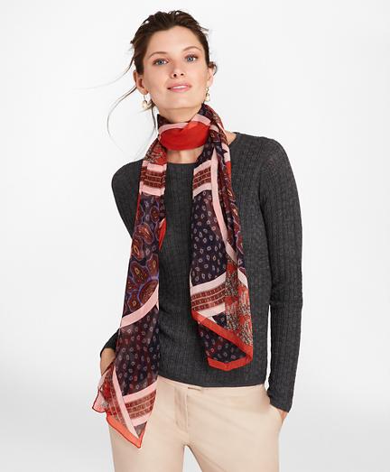 Brooks Brothers Mixed-print Silk Chiffon Oblong Scarf