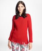 Brooks Brothers Women's Mercerized Cotton Fringe Boatneck Sweater