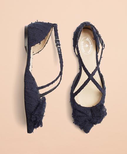 Brooks Brothers Shimmer Boucle Point-toe Flats