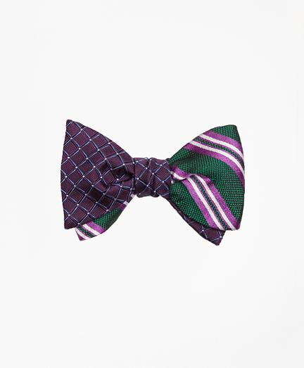 Brooks Brothers Framed Parquet With Natte Double Stripe Reversible Bow Tie