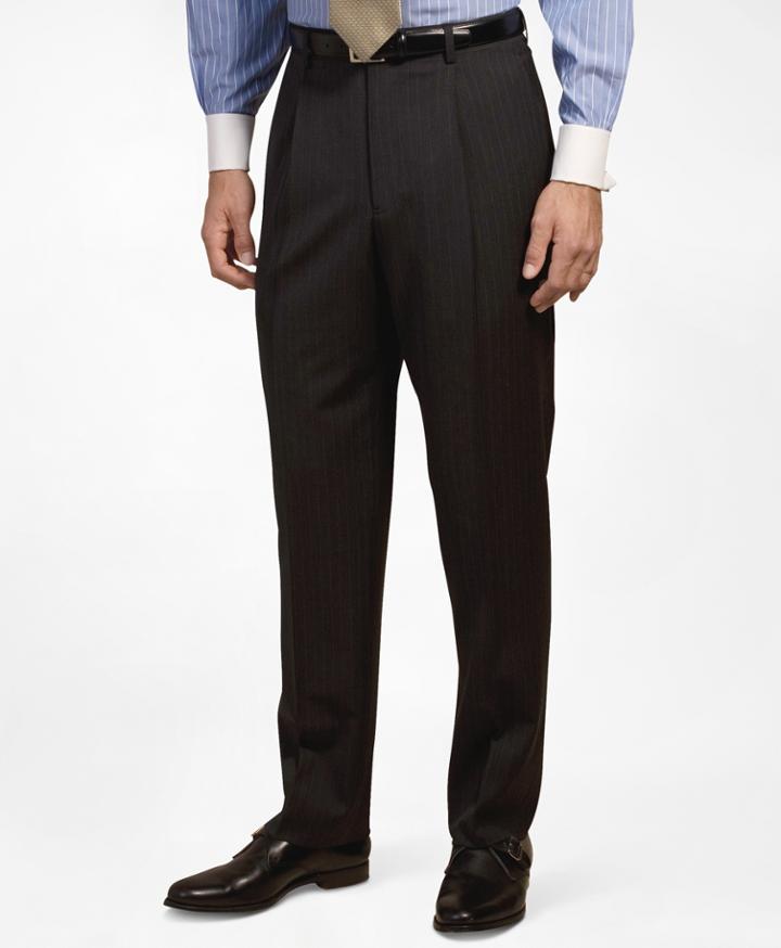 Brooks Brothers Men's Pleat-front Suiting Essential Stripe Trousers