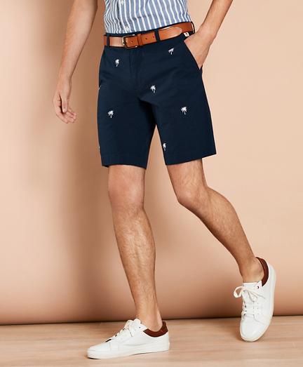 Brooks Brothers Embroidered Palm Tree Seersucker Shorts