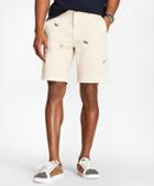 Brooks Brothers Embroidered Dog Cotton-twill Shorts
