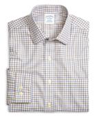 Brooks Brothers Men's Supima Cotton Non-iron Slim Fit Blue With Tan Twill Sport Shirt