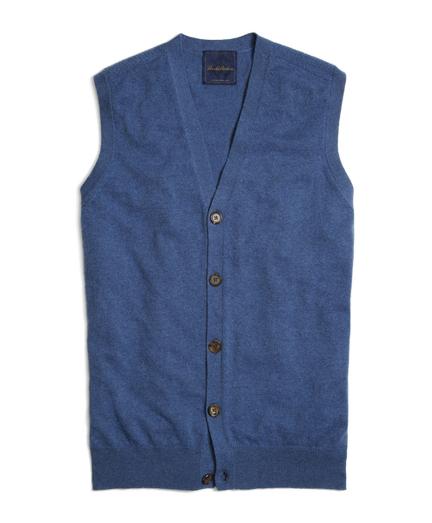 Brooks Brothers Blue Cashmere Button-front Vest