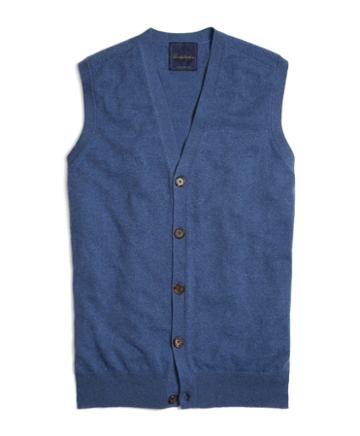 Brooks Brothers Blue Cashmere Button-front Vest