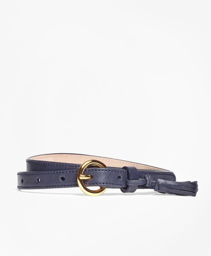 Brooks Brothers Women's Leather Trouser Belt With Tassel