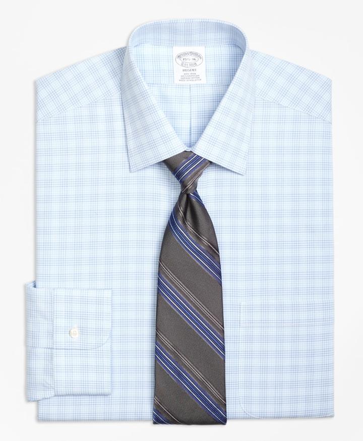 Brooks Brothers Men's Slim Fitted Dress Shirt, Non-iron Tonal Glen Plaid