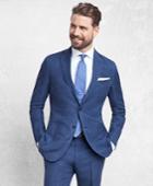 Brooks Brothers Men's Golden Fleece Brookscloud Blue Silk And Linen Twill Suit