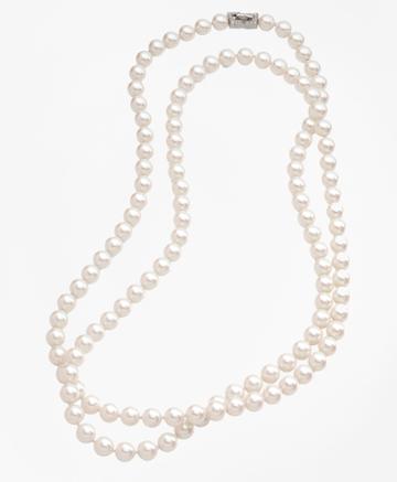 Brooks Brothers Women's Glass Pearl Long Necklace
