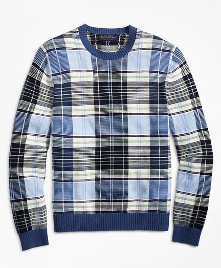 Brooks Brothers Supima Cotton Plaid Crewneck Sweater