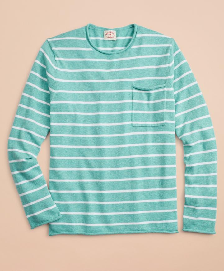 Brooks Brothers Men's Striped Cotton-linen Crewneck Sweater