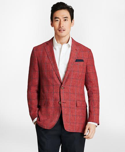 Brooks Brothers Regent Fit Windowpane Linen Sport Coat