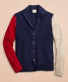 Brooks Brothers Color-block Shawl Collar Cardigan Sweater