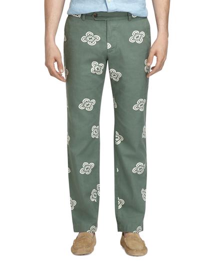 Brooks Brothers Milano Fit Linen And Cotton Vintage Print Pants