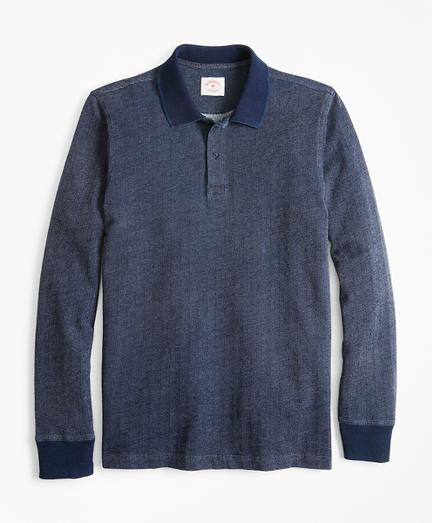 Brooks Brothers Indigo Herringbone Long-sleeve Polo Shirt