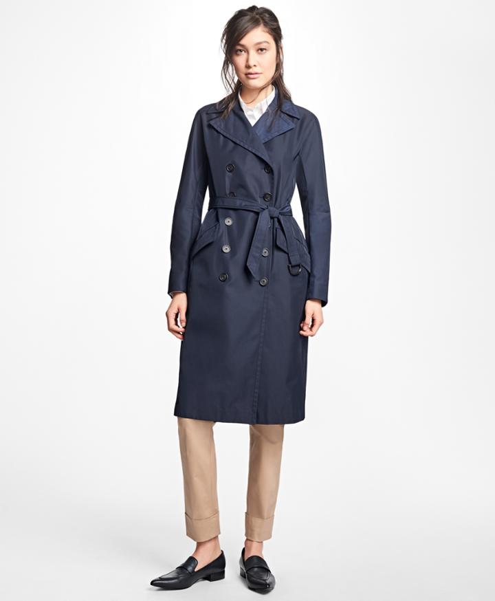 Brooks Brothers Women's Petite Water-resistant Double-faced Twill Trench Coat