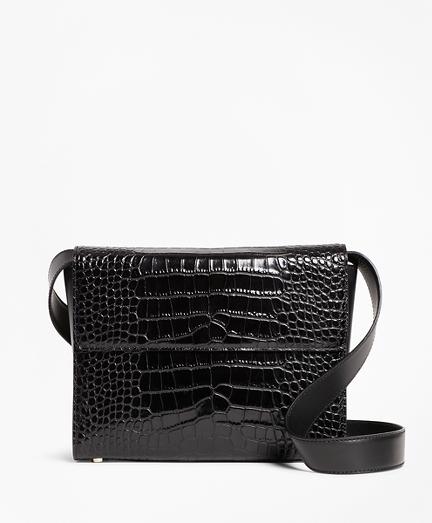 Brooks Brothers Crocodile-embossed Leather Shoulder Bag