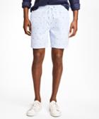 Brooks Brothers Montauk 6 Stripe With Palm Tree Print Swim Trunks
