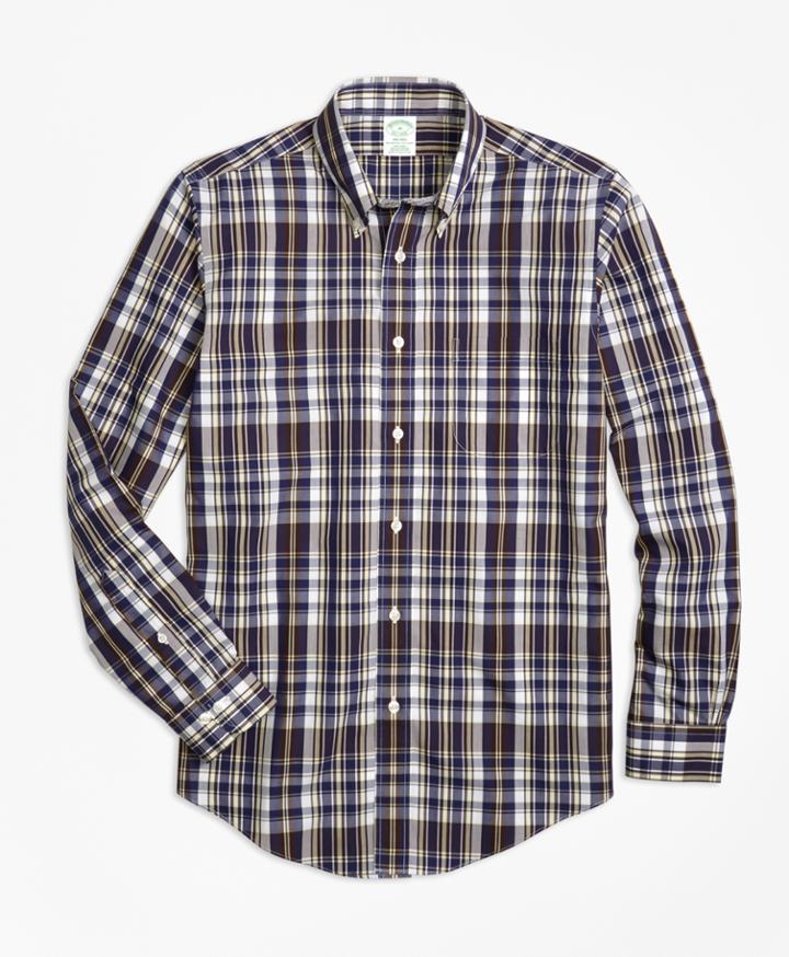 Brooks Brothers Men's Non-iron Milano Fit Plaid Sport Shirt