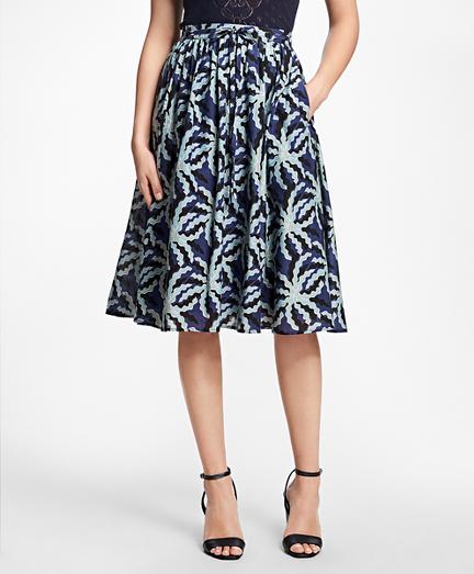 Brooks Brothers Palm Tree Print Cotton-silk Skirt