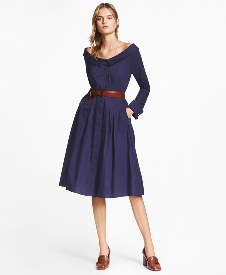 Brooks Brothers Women's Patchwork Jacquard Portrait-collar Shirtdress