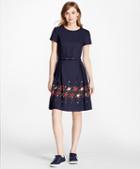 Brooks Brothers Floral-embroidered Stretch Wool Dress