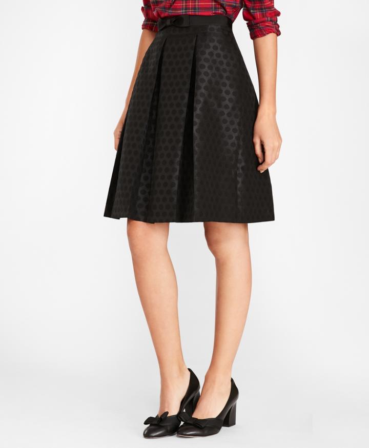 Brooks Brothers Women's Polka-dot Jacquard Pleated Skirt