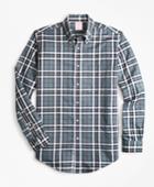 Brooks Brothers Men's Non-iron Madison Fit Grey Tartan Sport Shirt