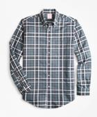 Brooks Brothers Men's Non-iron Madison Fit Grey Tartan Sport Shirt