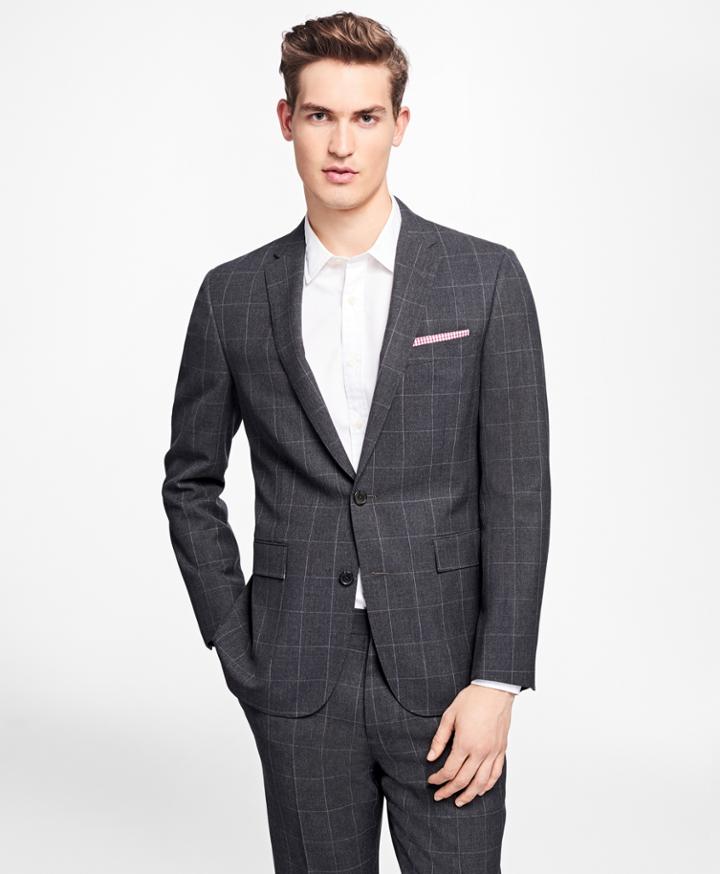 Brooks Brothers Men's Windowpane Stretch-wool Suit Jacket