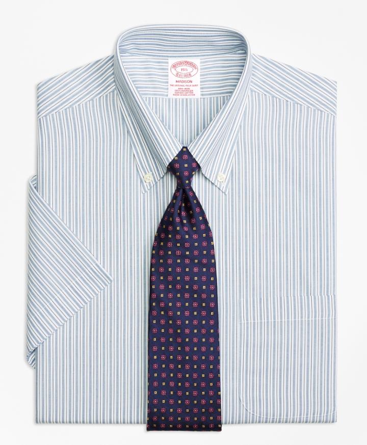 Brooks Brothers Men's Regular Fit Classic-fit Dress Shirt, Non-iron Split Stripe Short-sleeve