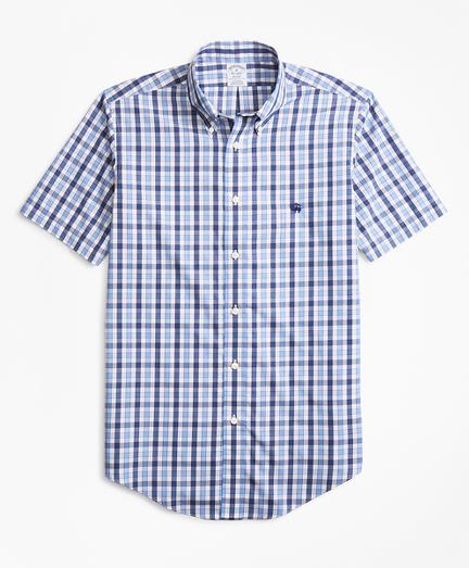 Brooks Brothers Non-iron Regent Fit Outline Check Short-sleeve Sport Shirt