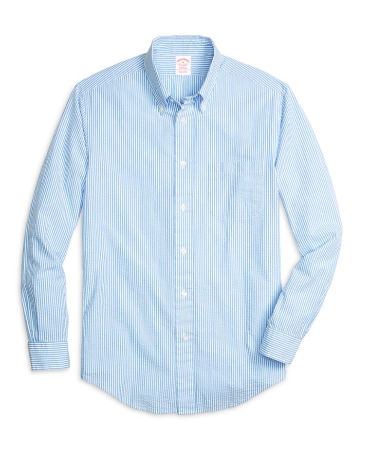 Brooks Brothers Men's Madison Fit Seersucker Stripe Sport Shirt