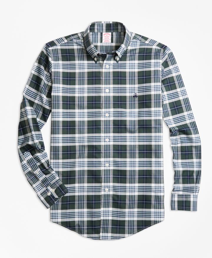 Brooks Brothers Men's Non-iron Madison Fit  Plaid Sport Shirt