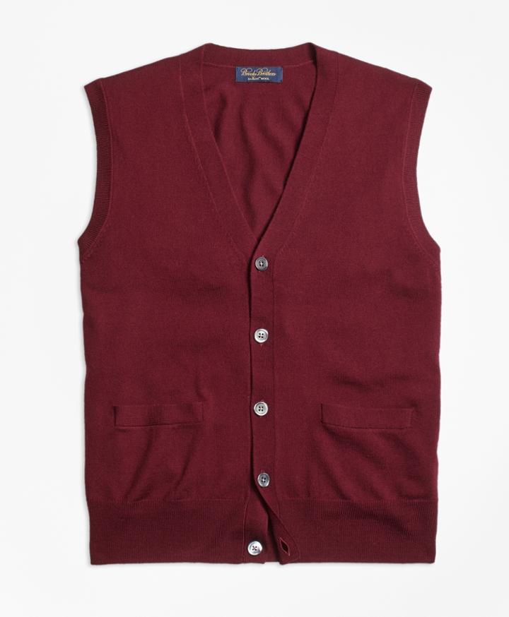 Brooks Brothers Men's Saxxon Wool Button-front Sweater Vest
