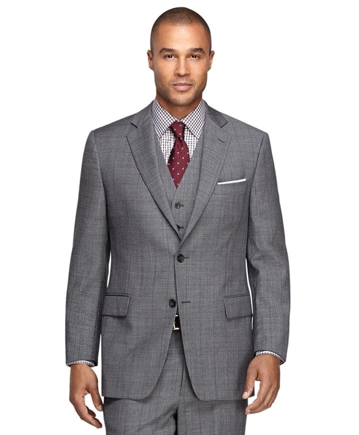Brooks Brothers Men's Fitzgerald Fit Three-piece Sharkskin 1818 Suit