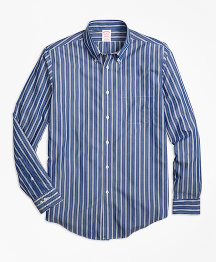 Brooks Brothers Non-iron Madison Fit Blue Stripe Sport Shirt