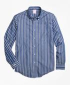 Brooks Brothers Non-iron Madison Fit Blue Stripe Sport Shirt