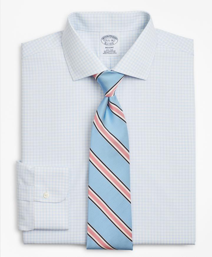 Brooks Brothers Men's Slim Fitted Dress Shirt, Non-iron Triple-windowpane