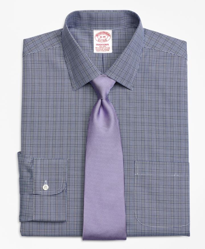 Brooks Brothers Men's Stretch Relaxed Fit Relaxed-fit Dress Shirt, Non-iron Glen Plaid