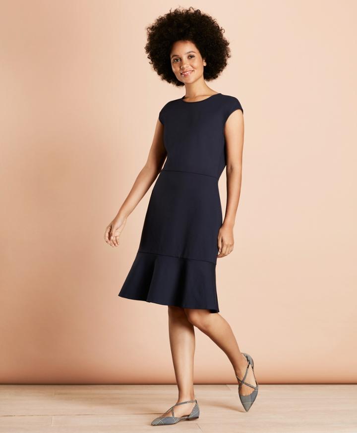 Brooks Brothers Women's Ponte-knit Flounce-hem Dress